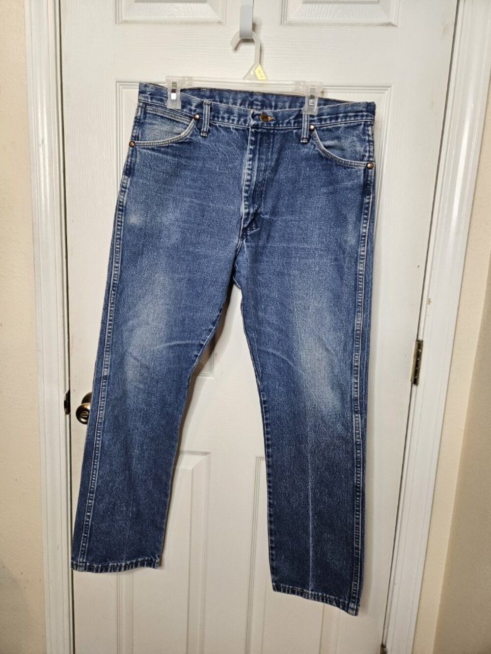 Wrangler Jeans 38x32 Men Blue Denim Cowboy Cut Slim Fit Straight  Wash Rodeo